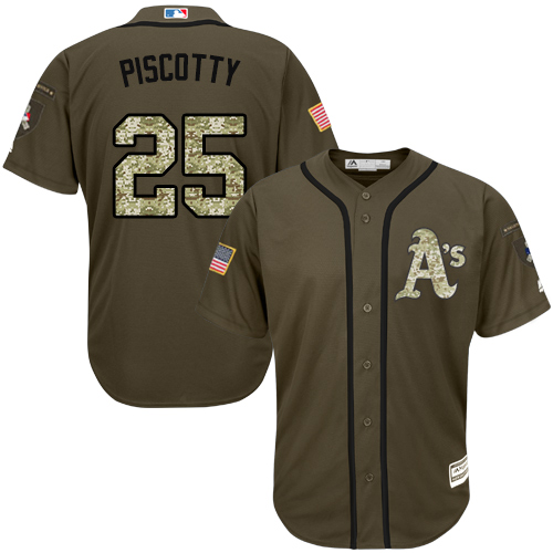 Athletics #25 Stephen Piscotty Green Salute to Service Stitched MLB Jersey